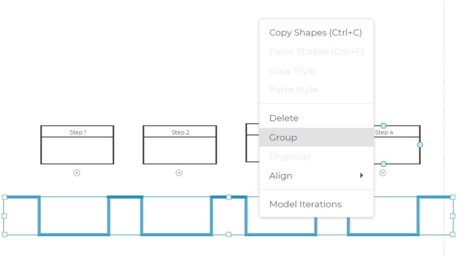 Group shapes dropdown menu.