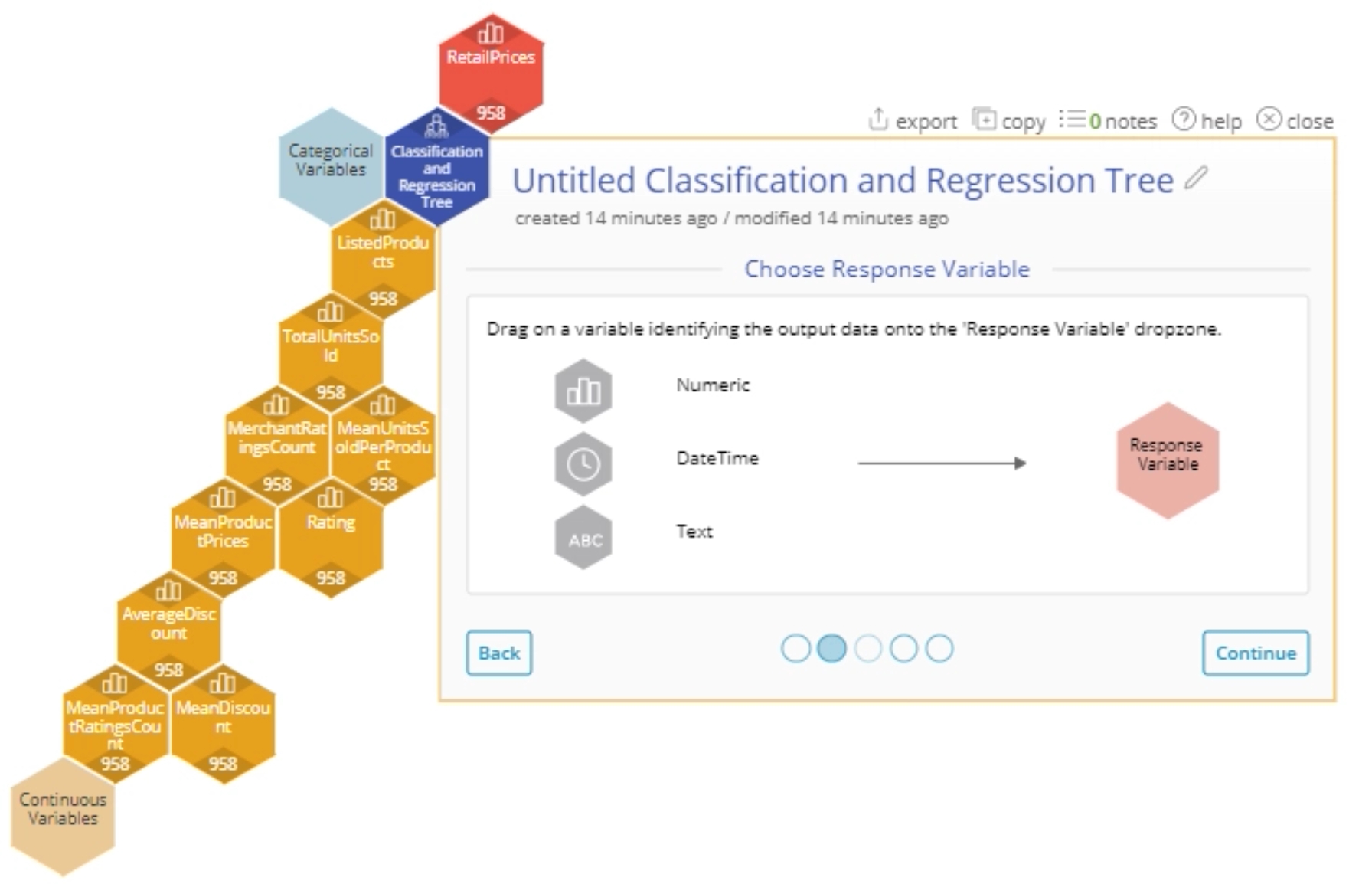 Sample regression tree with "RetailPrices" added.