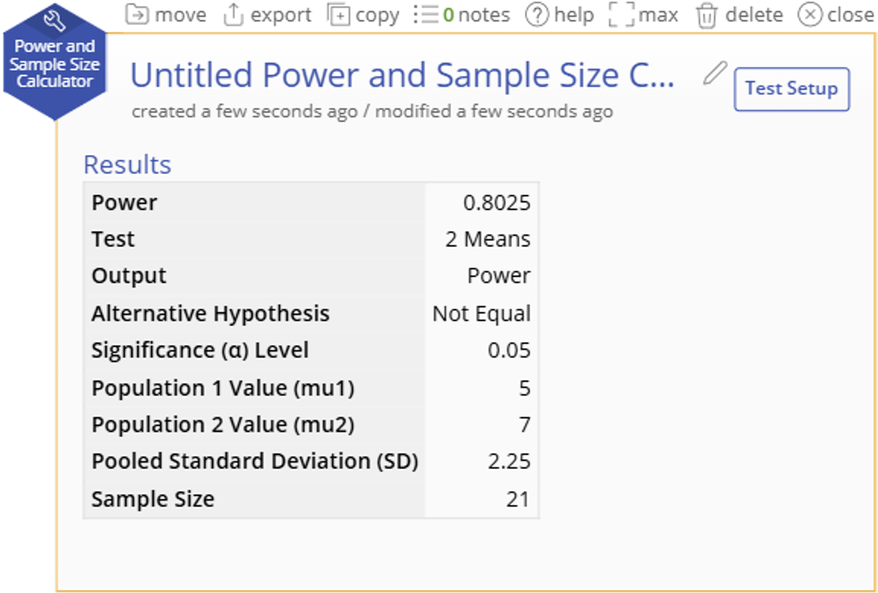 Power & Sample Size Calculator 2 Means Power Output