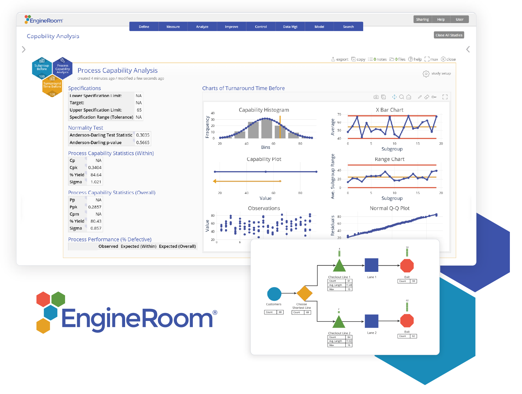 EngineRoom statistical analysis and process improvement workspace