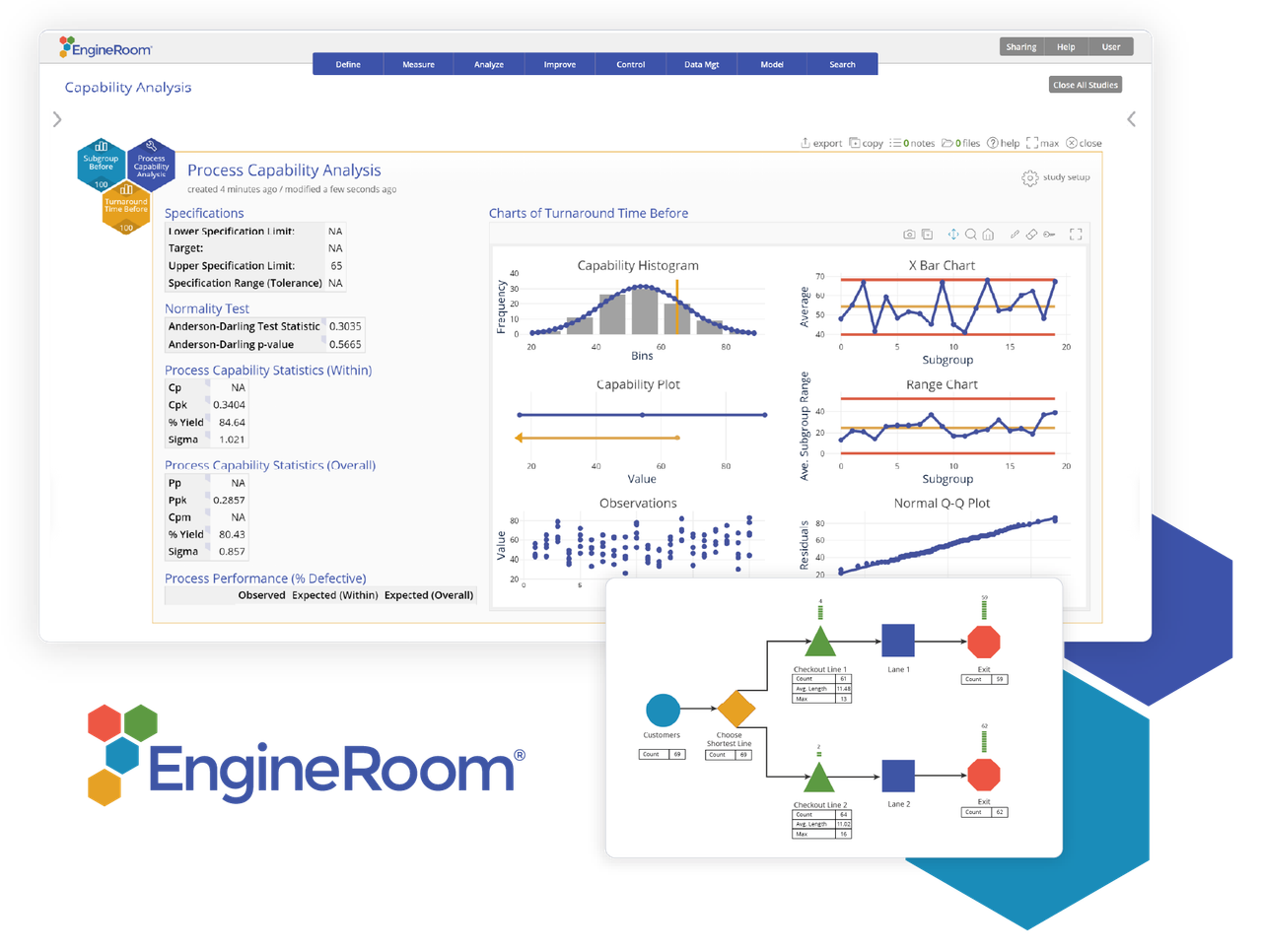 EngineRoom statistical analysis and process improvement workspace