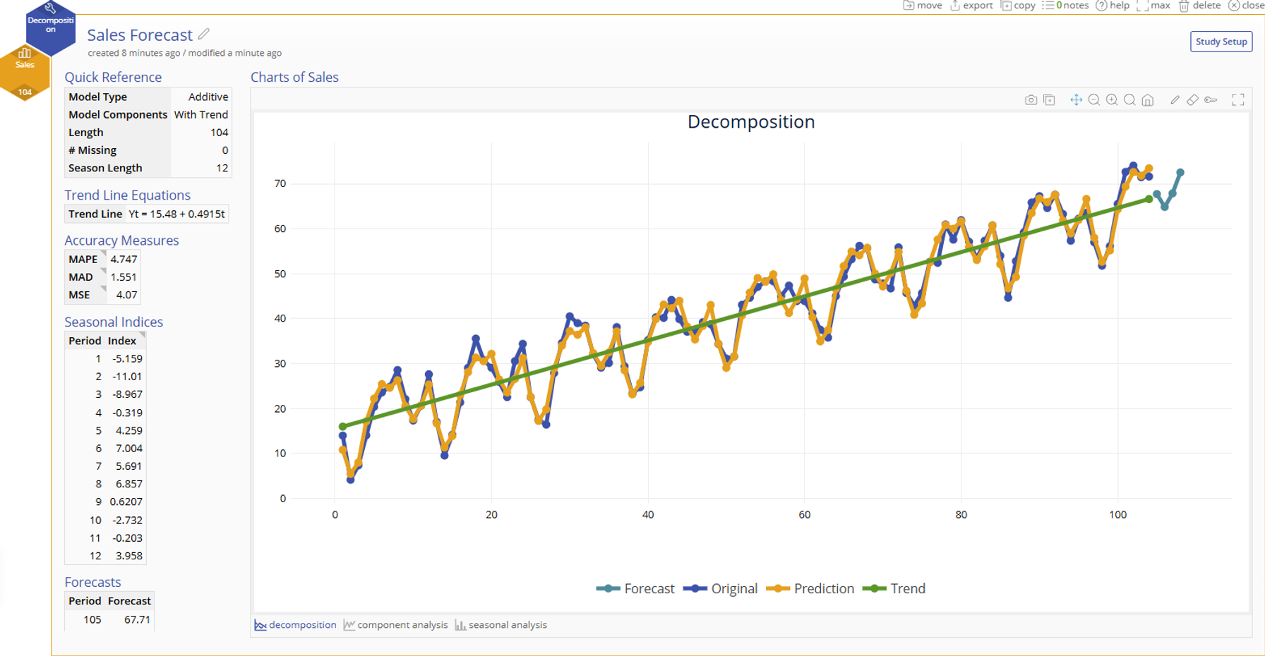 Decomposition output for example 1