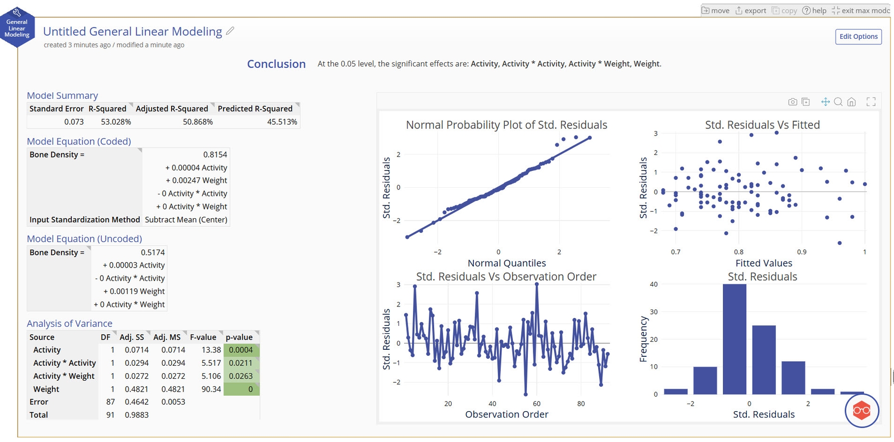GLM example 2 output