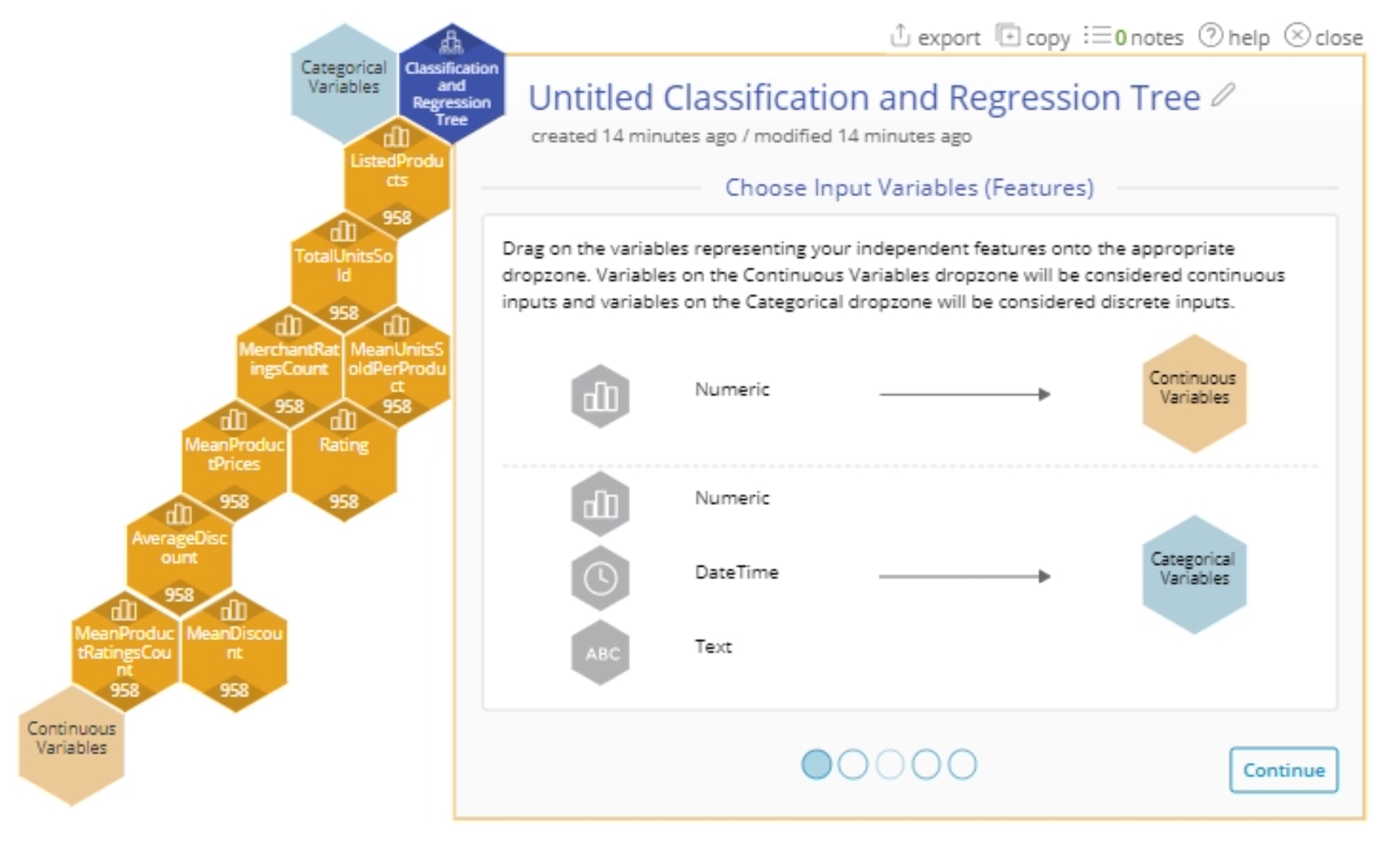 Sample regression tree output.