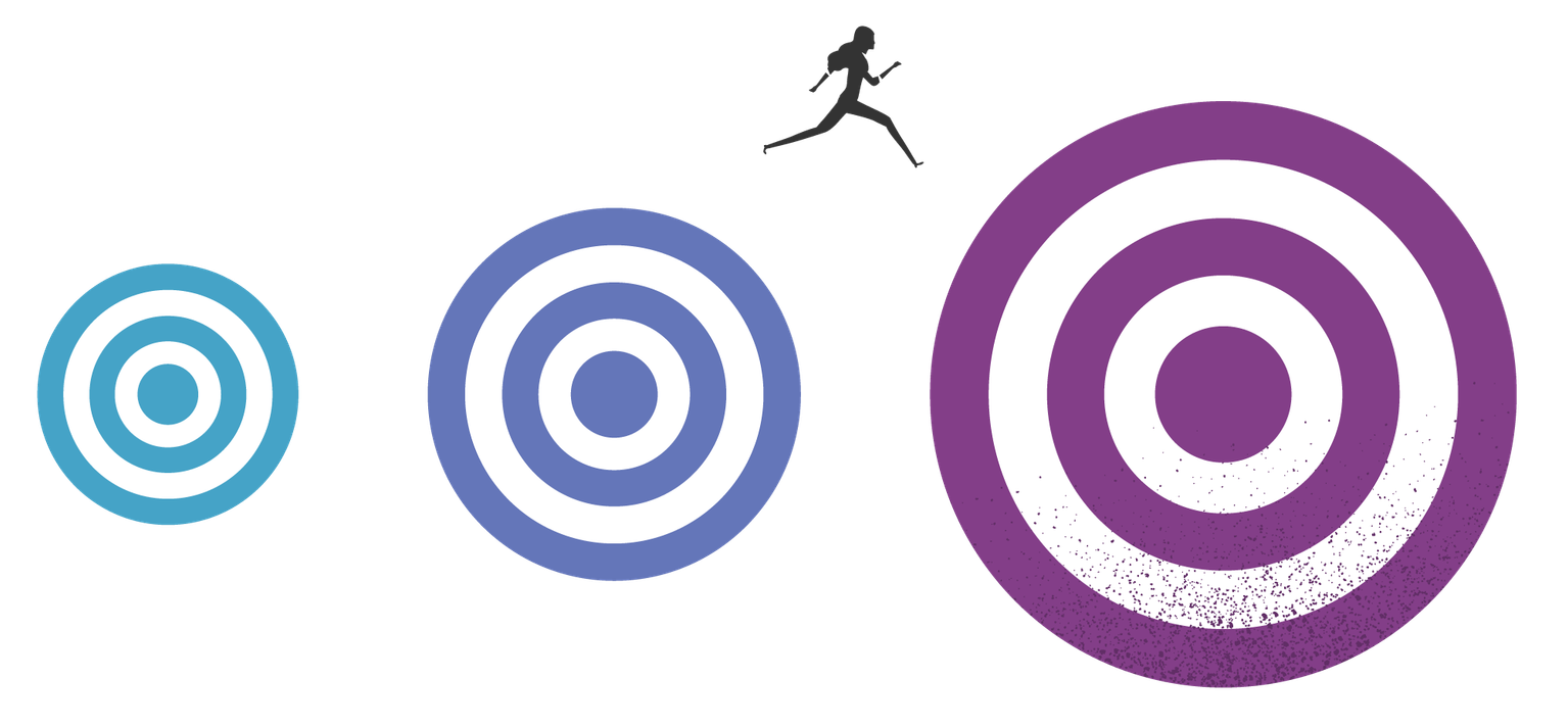 A person jumping toward a target