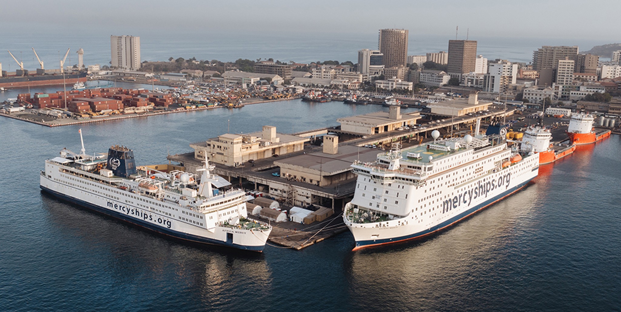 Mercy Ships Image of two hospital ships