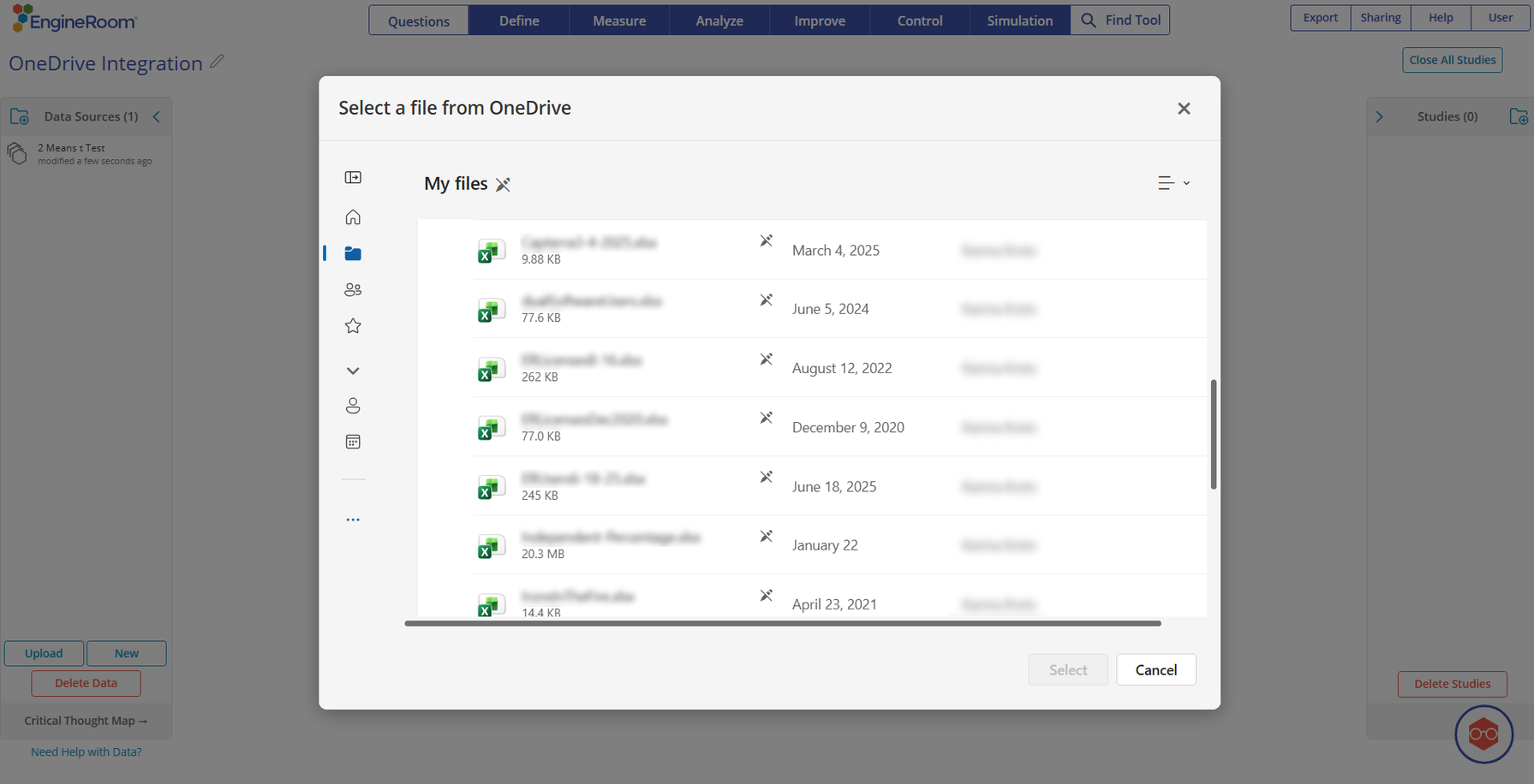 List of Excel Documents from OneDrive