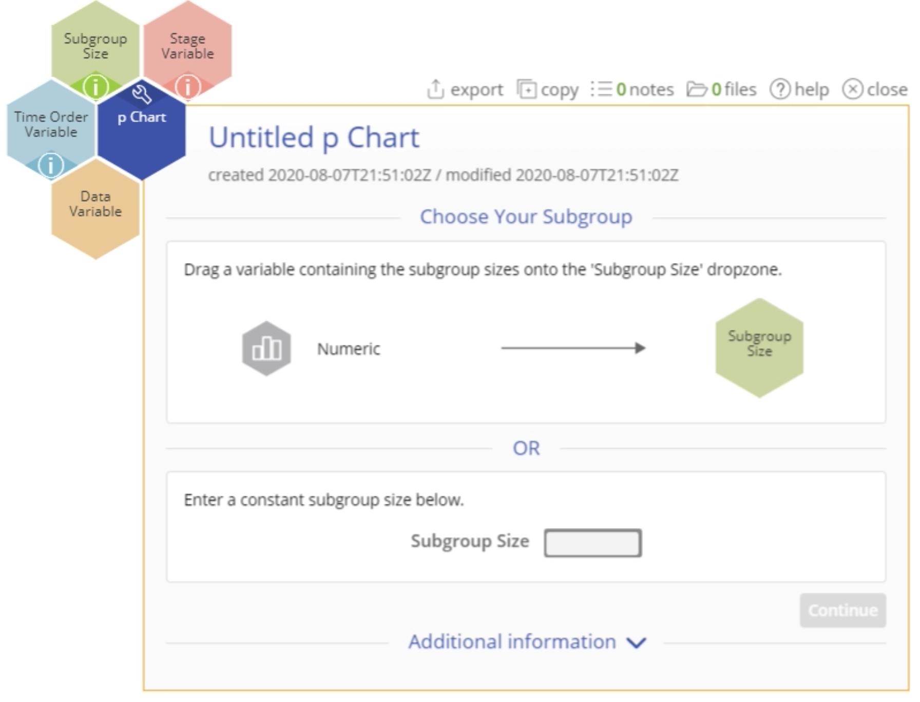 p Chart start up menu.