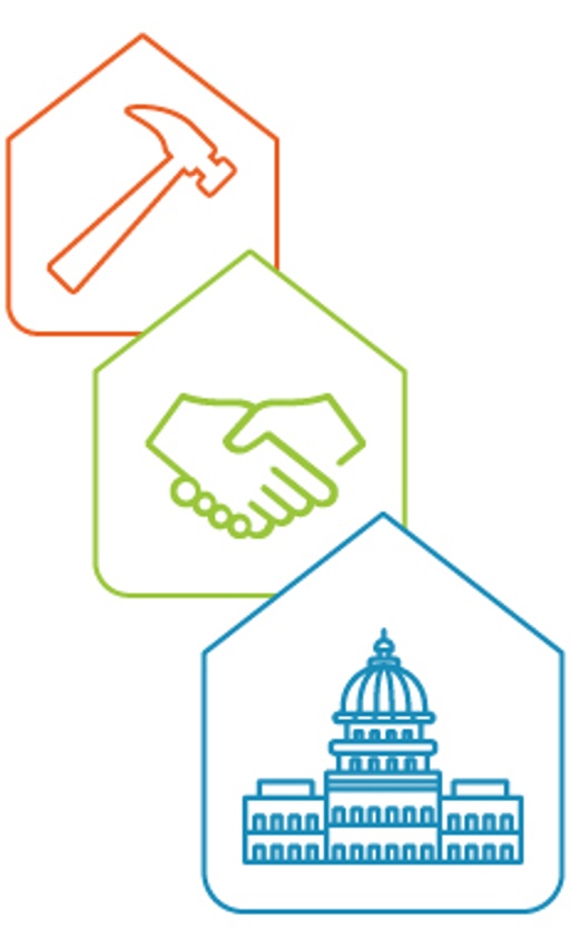 Hammer, handshake, whitehouse