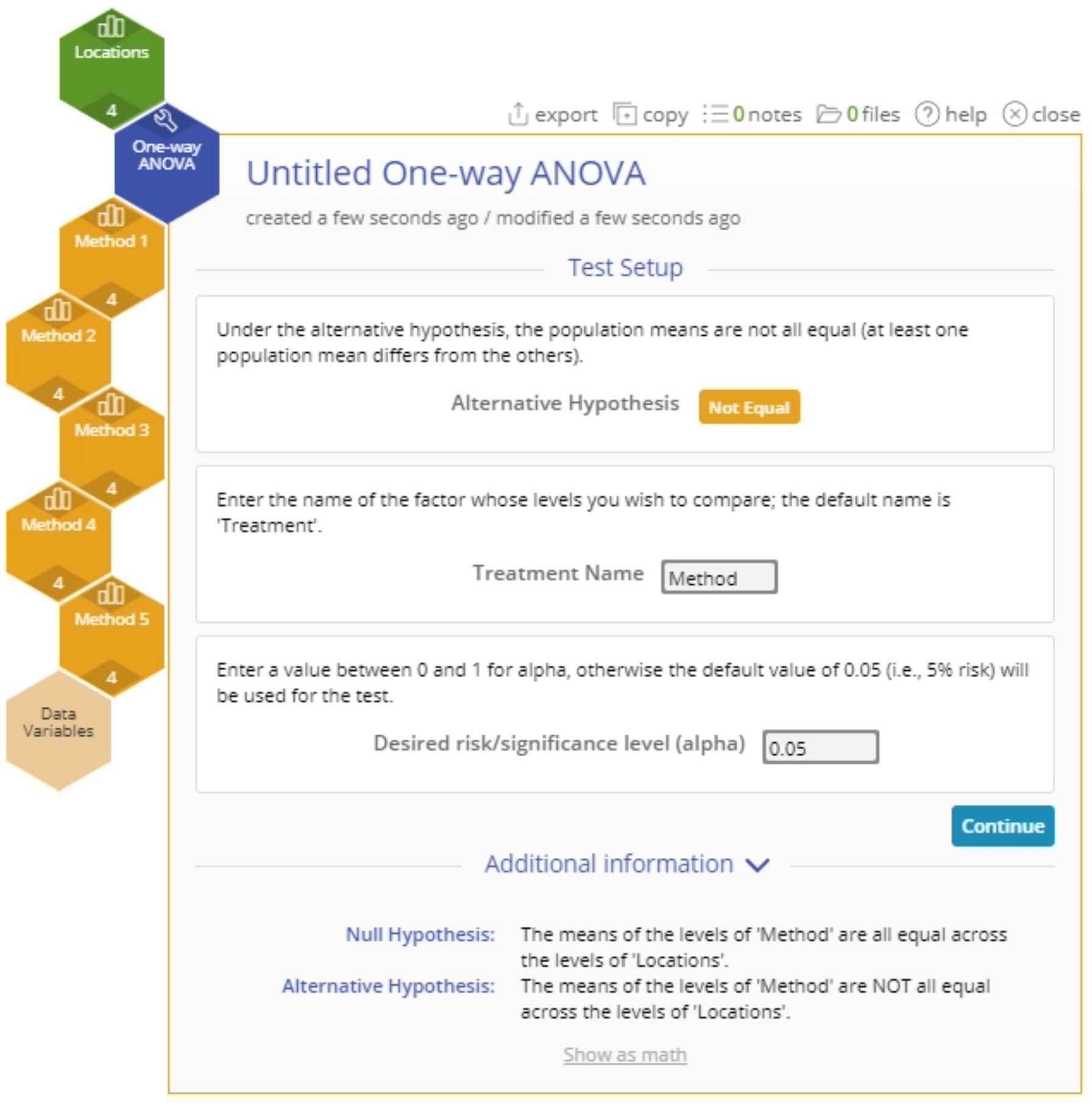 Blocked ANOVA setup example