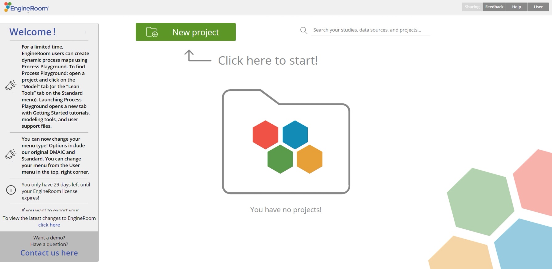 Screenshot of EngineRoom landing page.