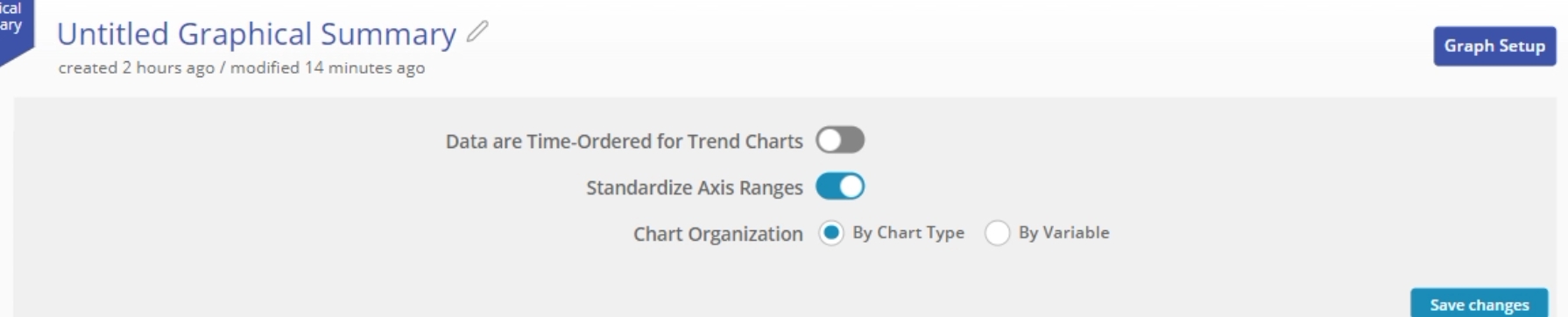Graphical summary set up menu.