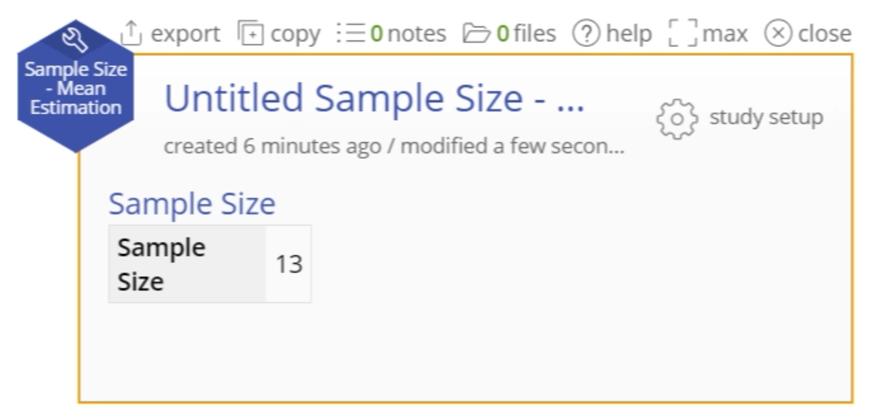 Example size sample output.