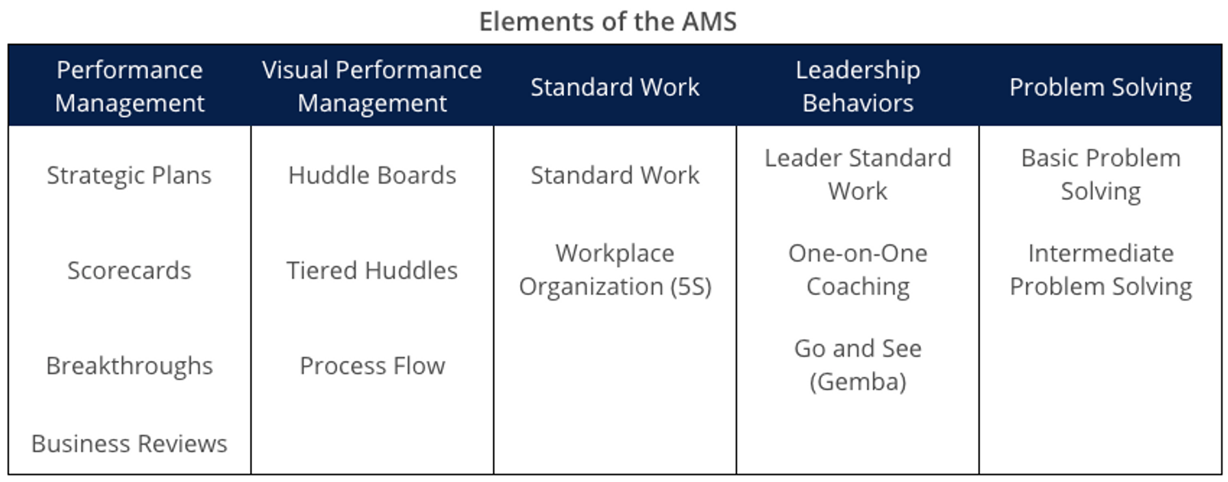 Elements of the AMS