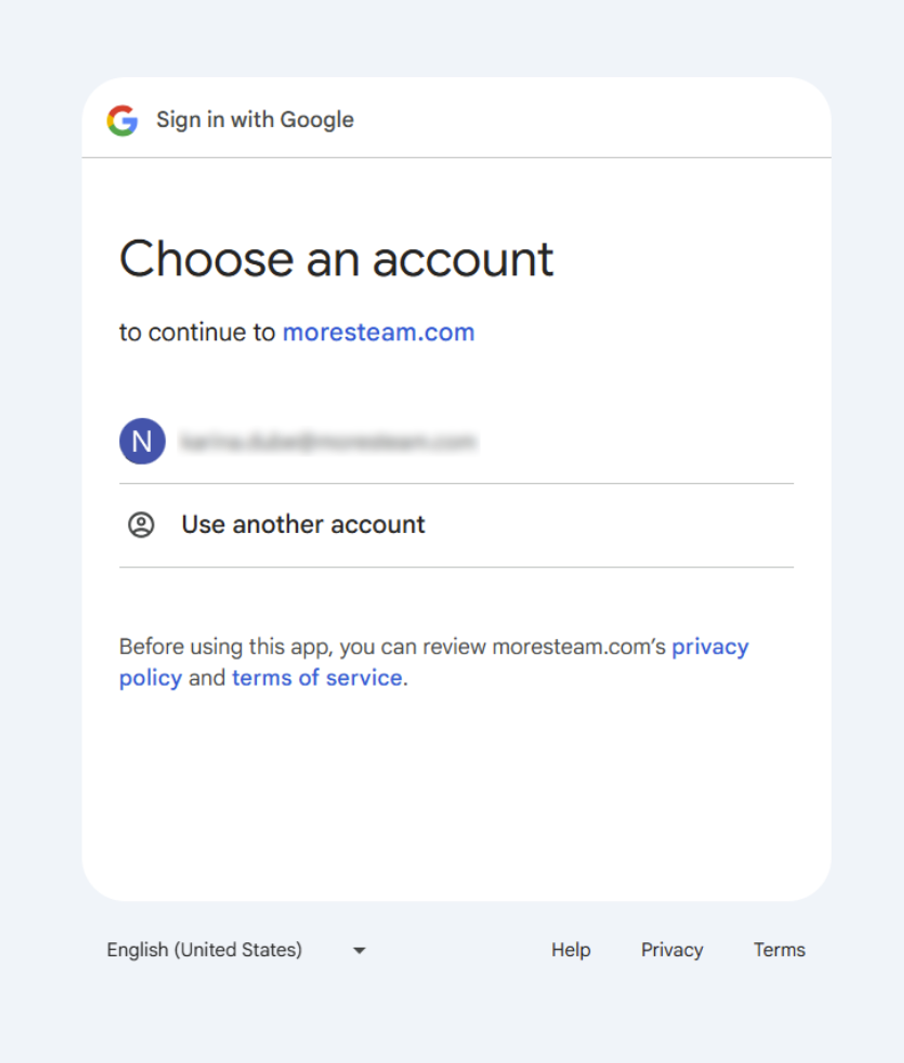Sign in with Google Account, logged in.