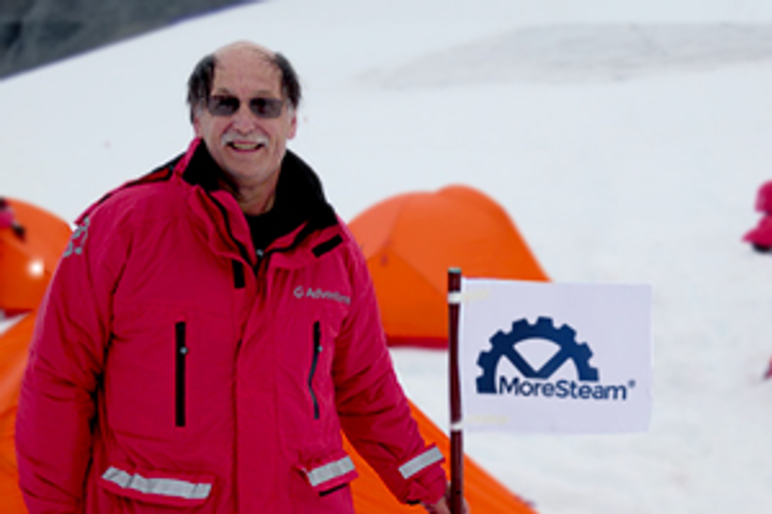 Joe Tanner with the MoreSteam flag