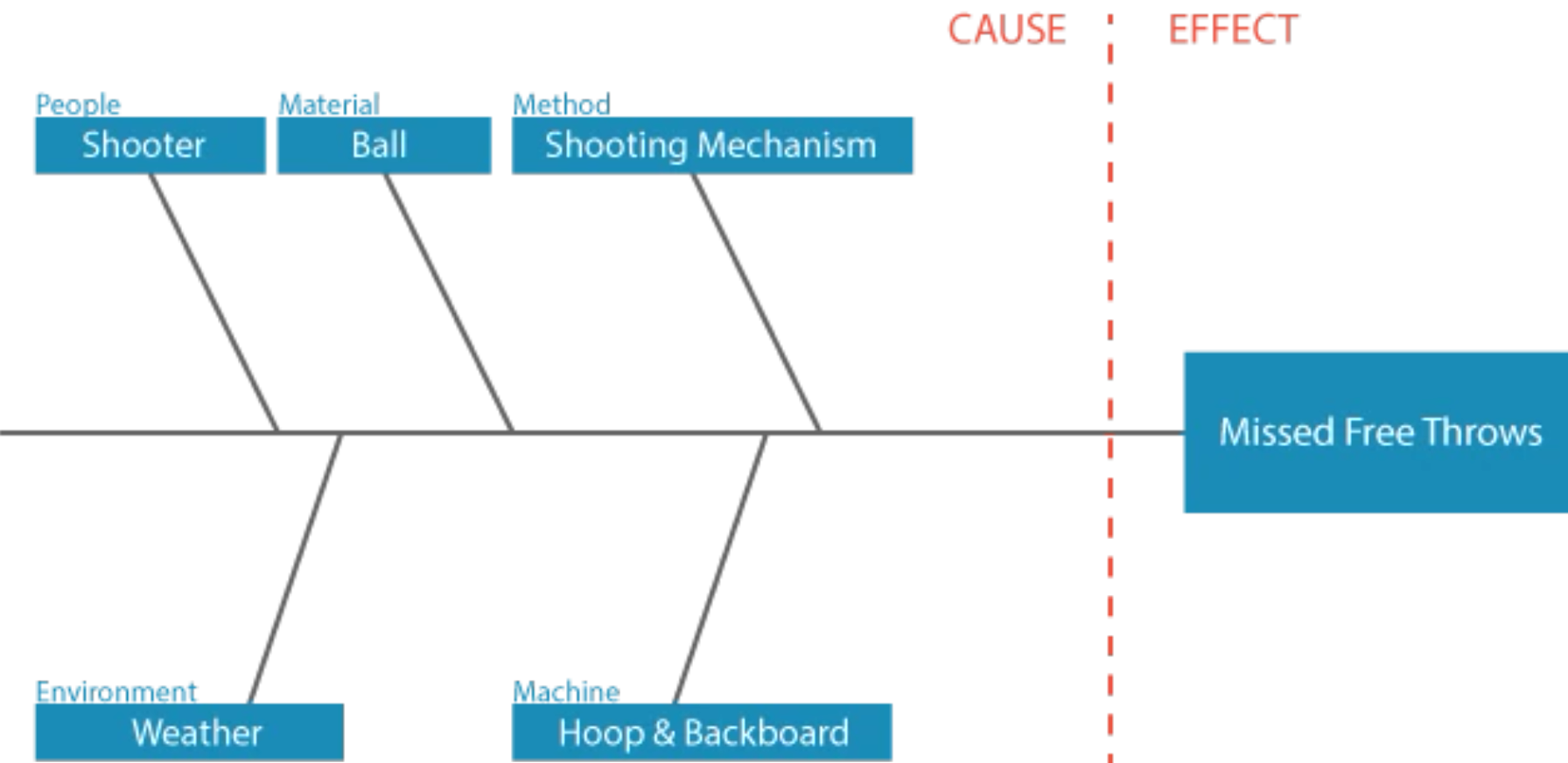Graphic showing the Causes in a Fishbone Diagram