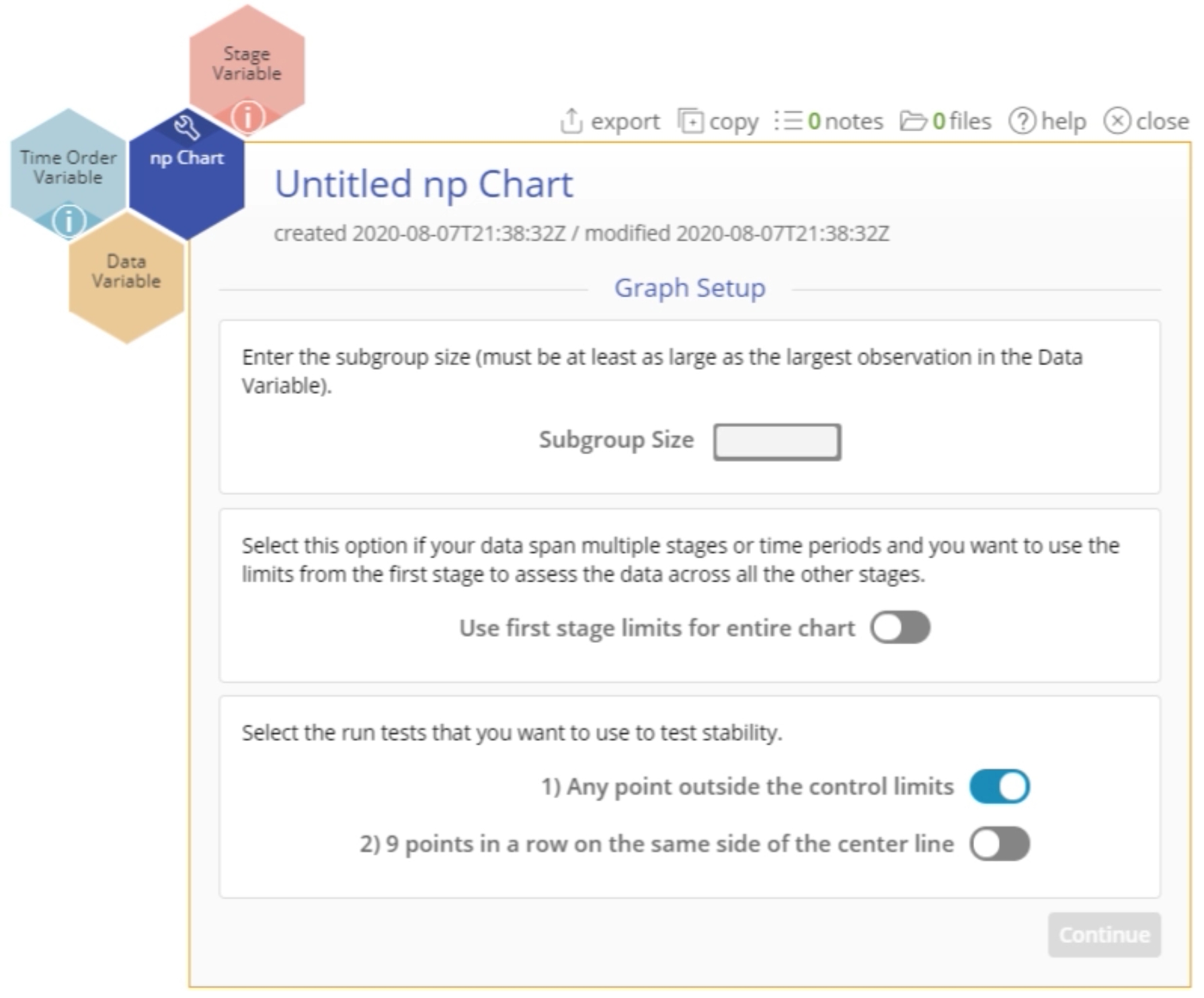 Start up menu for np Chart.