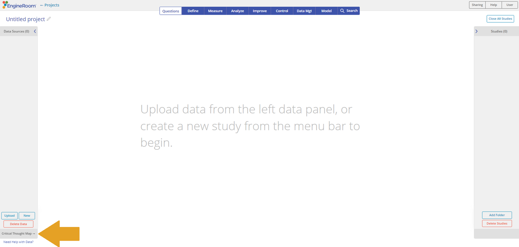 Critical Thought Map (CTM) Link in EngineRoom Project Workspace