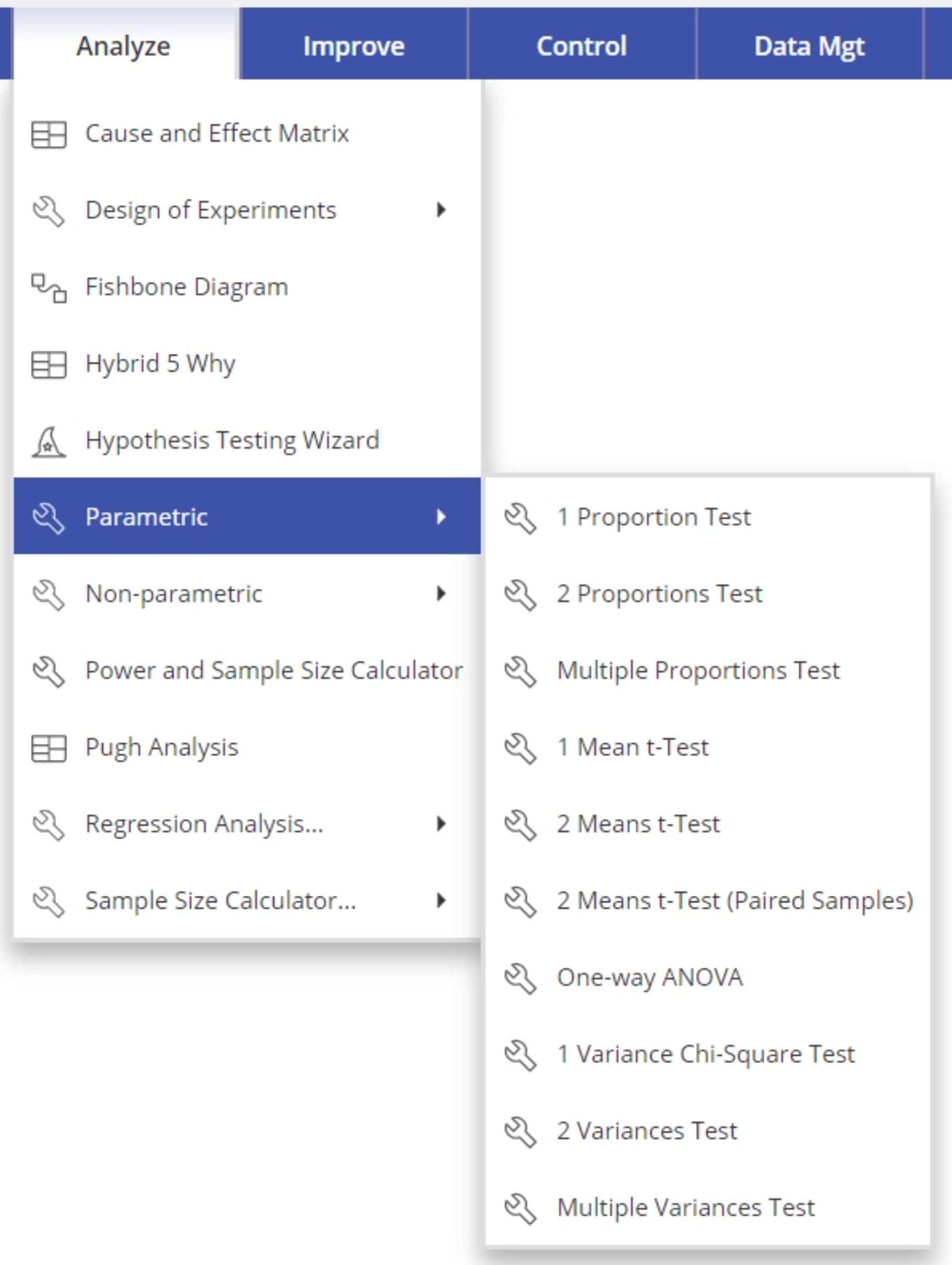 Parametric drop down menu.