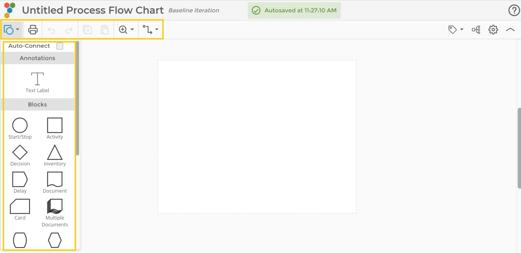 Flowchart tool bar.