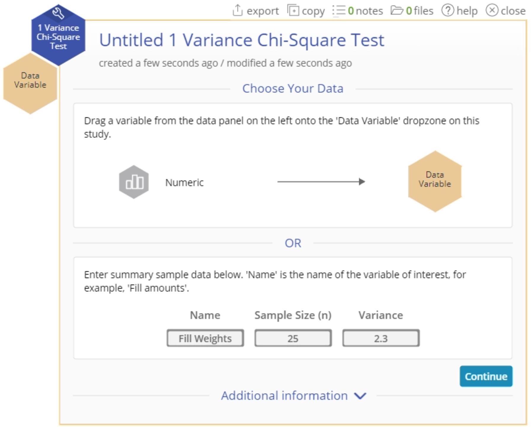 1 variance summary data example