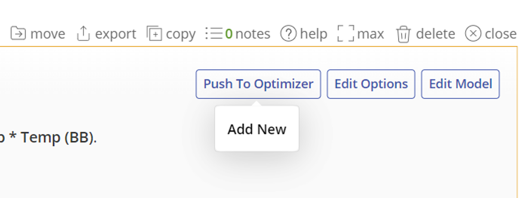 Push to Optimizer Button with Add New dropdown