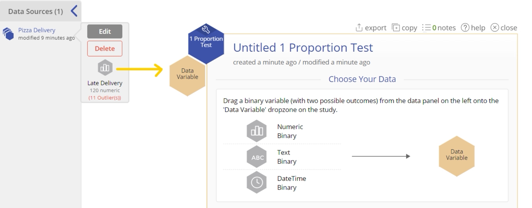 Drag variable to the "data variable" field.