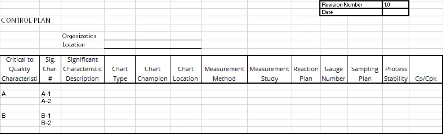 Control Plan Example spreadsheet