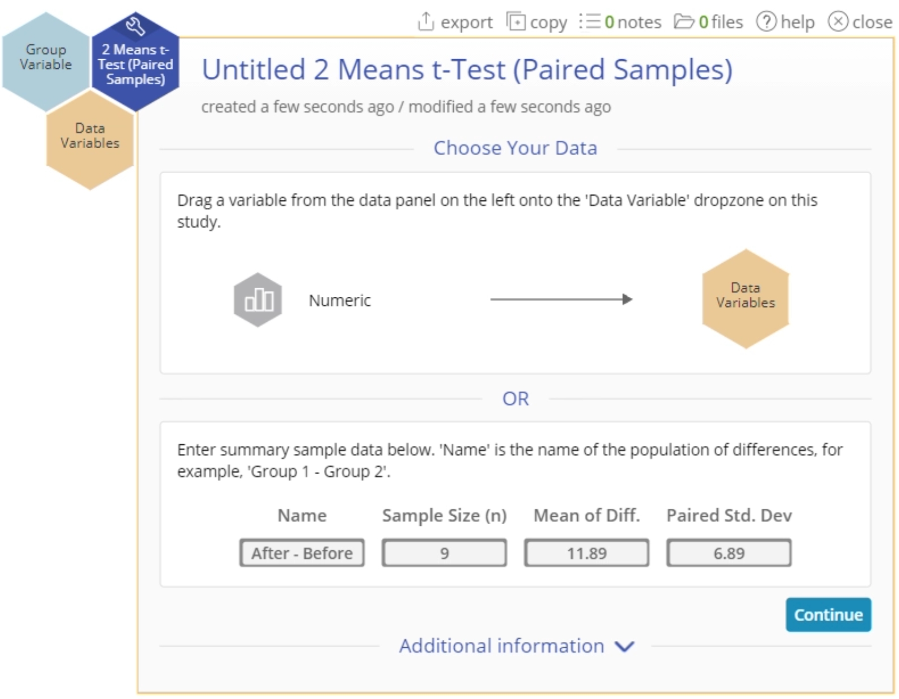 2 means t paired samples summary data.