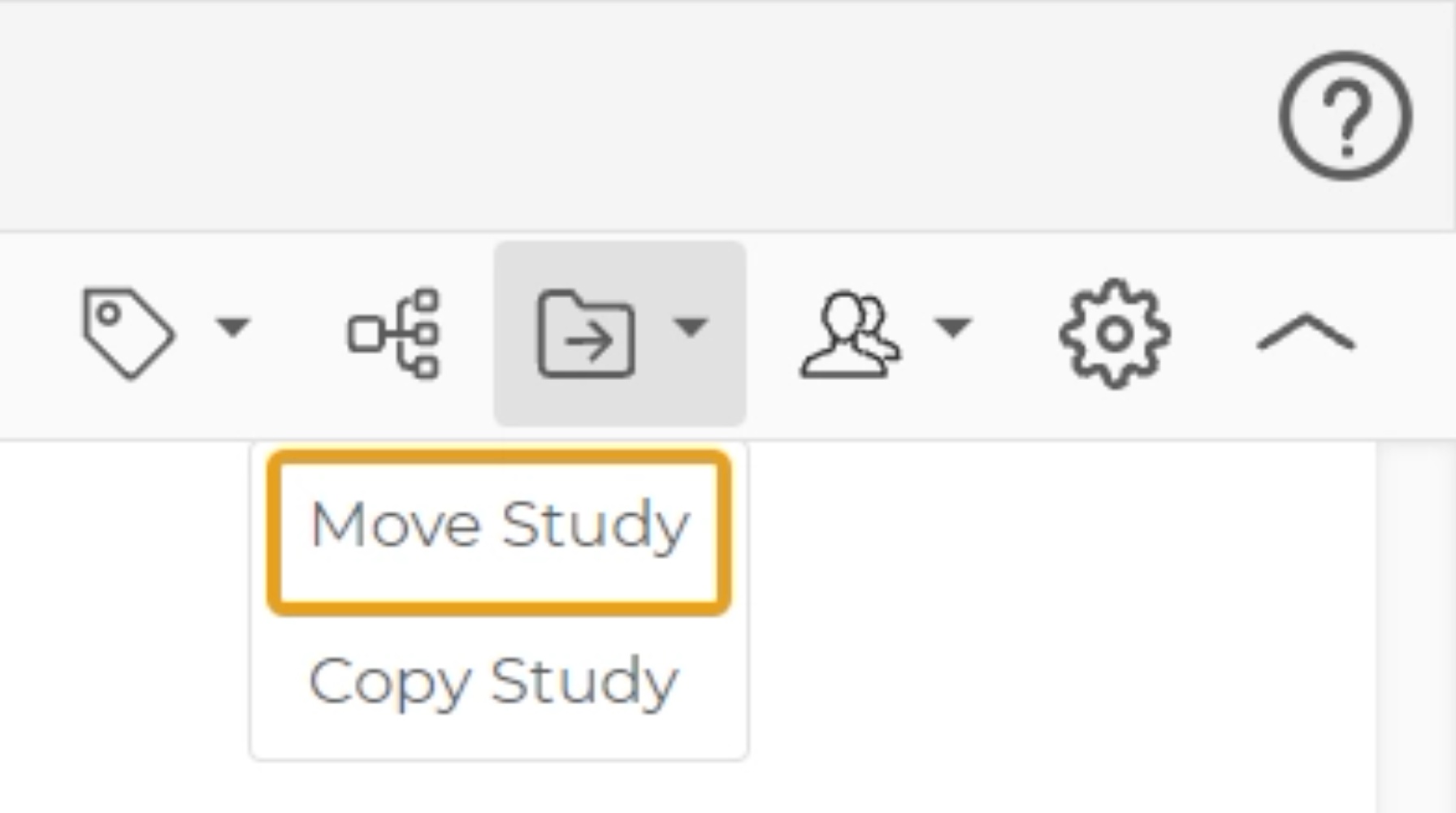 Select option "Move Study" from dropdown.