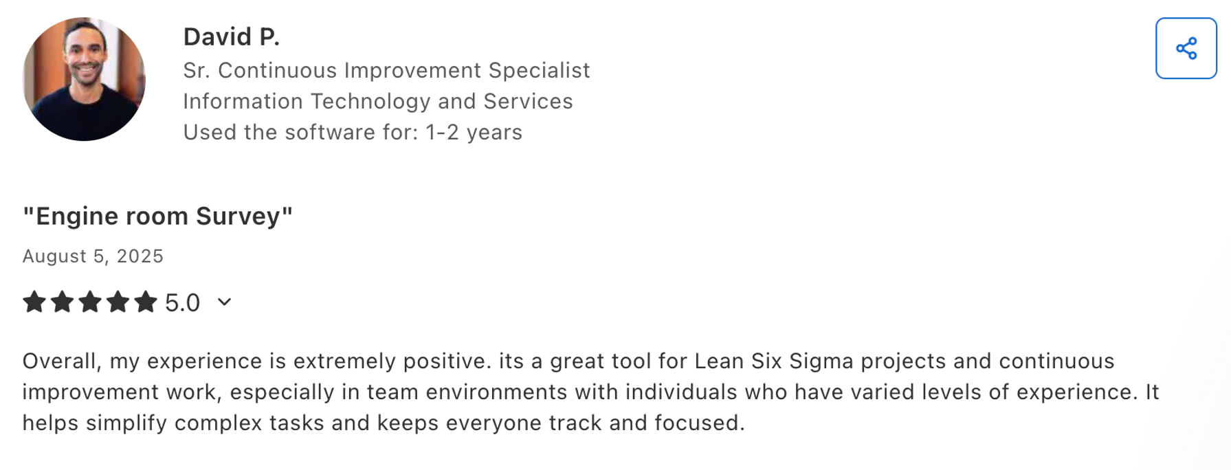 Screenshot of EngineRoom Capterra Review