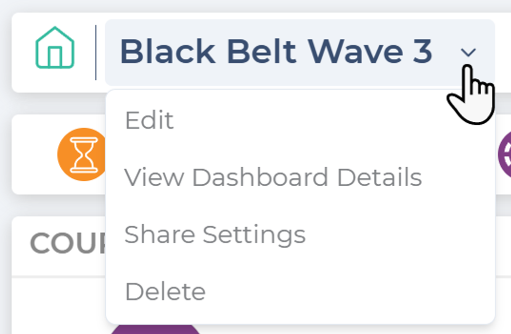 dashboard option menu dropdown