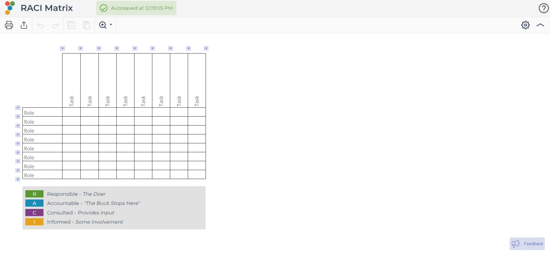 RACI matrix with no input.