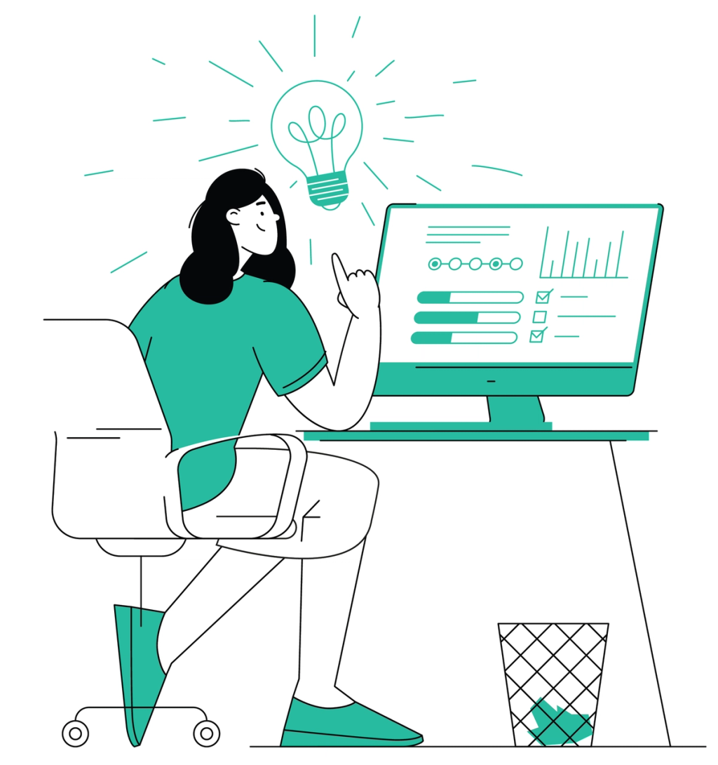 An illustration of someone learning on a computer