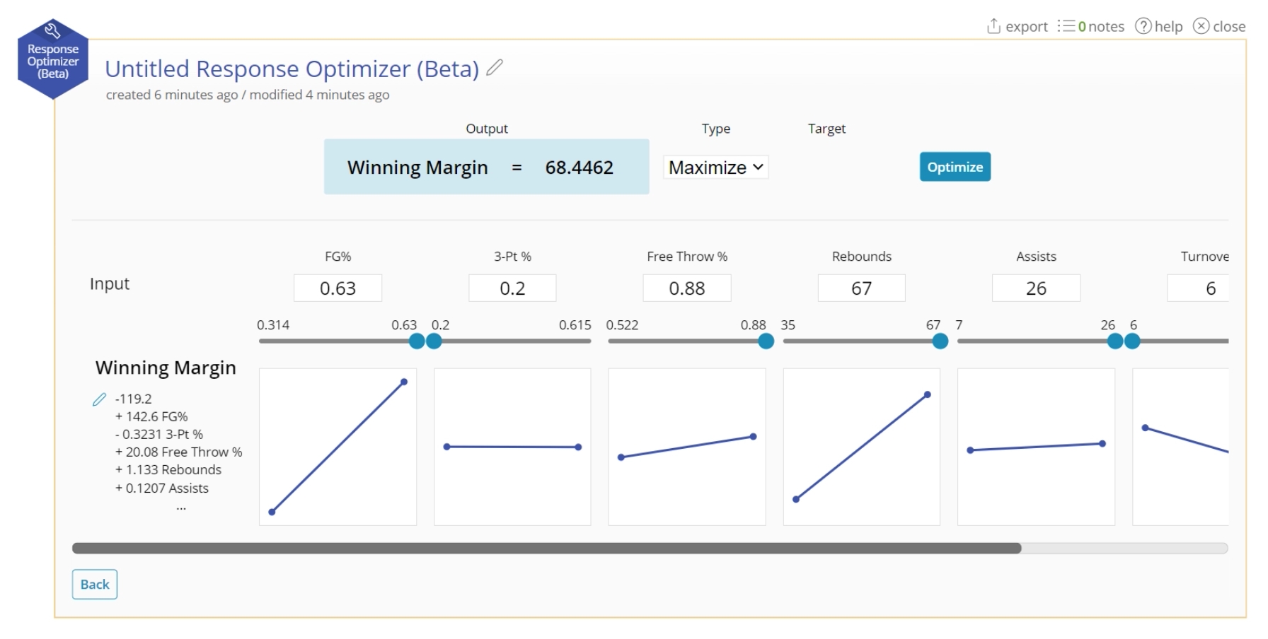 Optimizer with "maximize" selected.