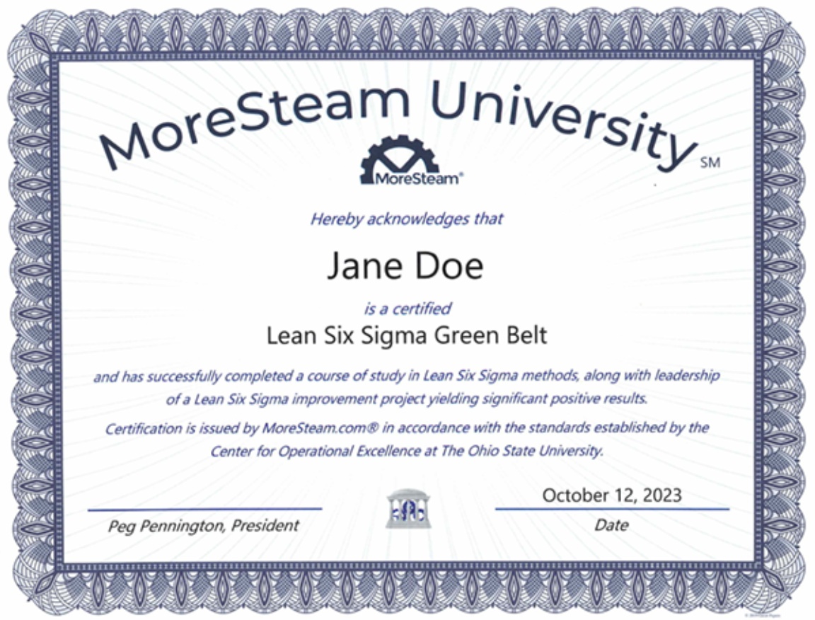 MoreSteam Certification