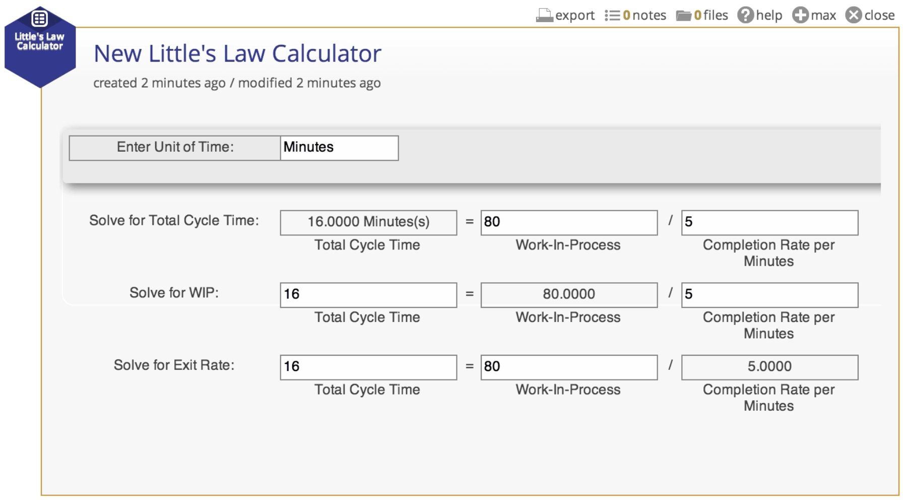 Engineroom little's law calculator.