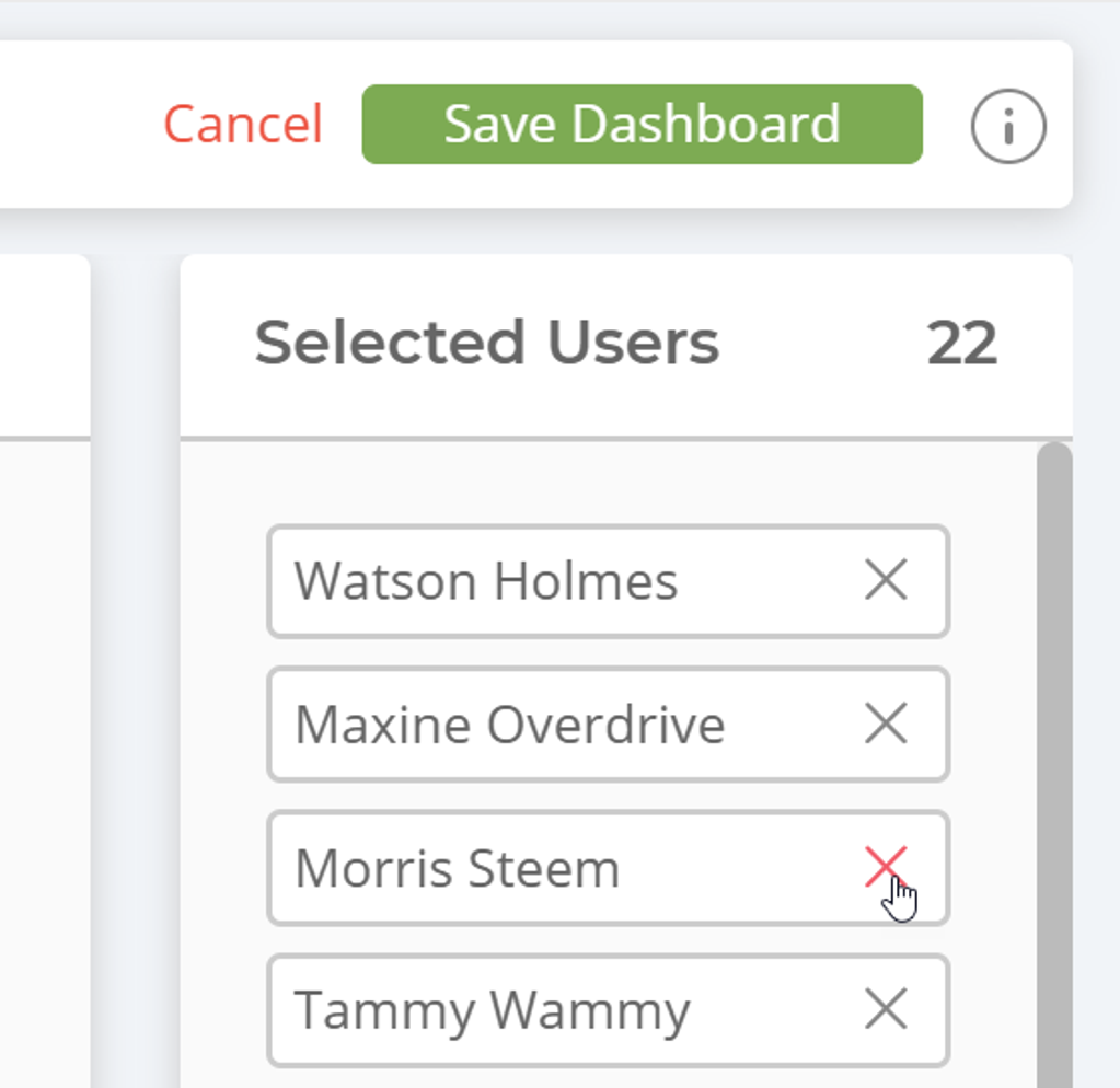 edit dashboard remove user