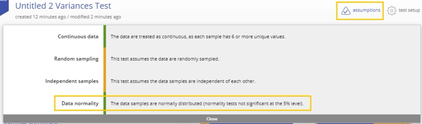 2 variances example assumptions