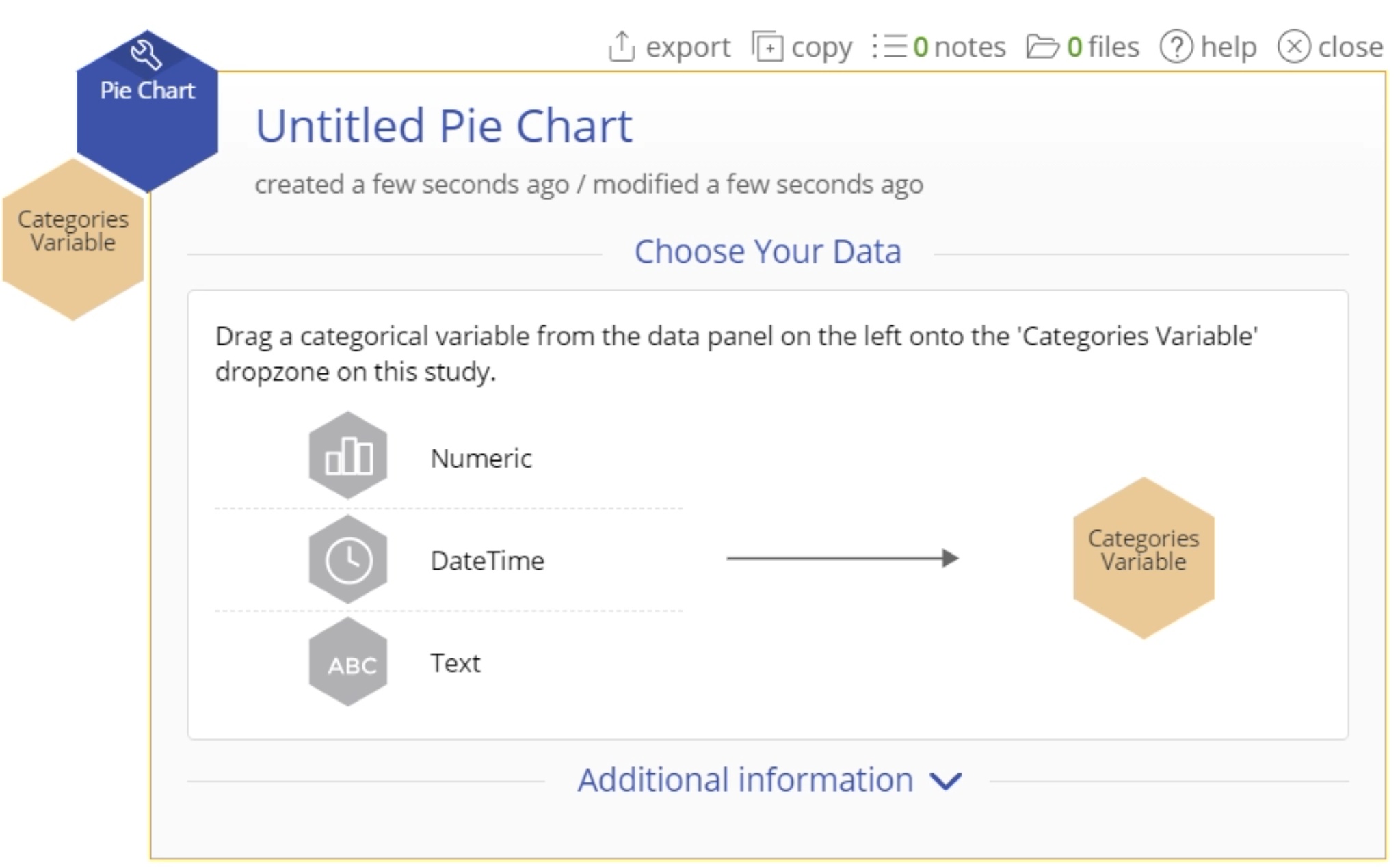 "New pie chart" panel.