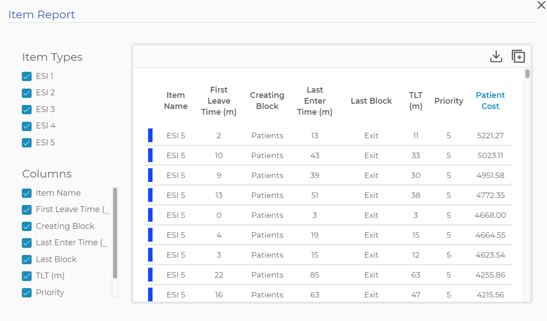 Accumulator Block Item Report