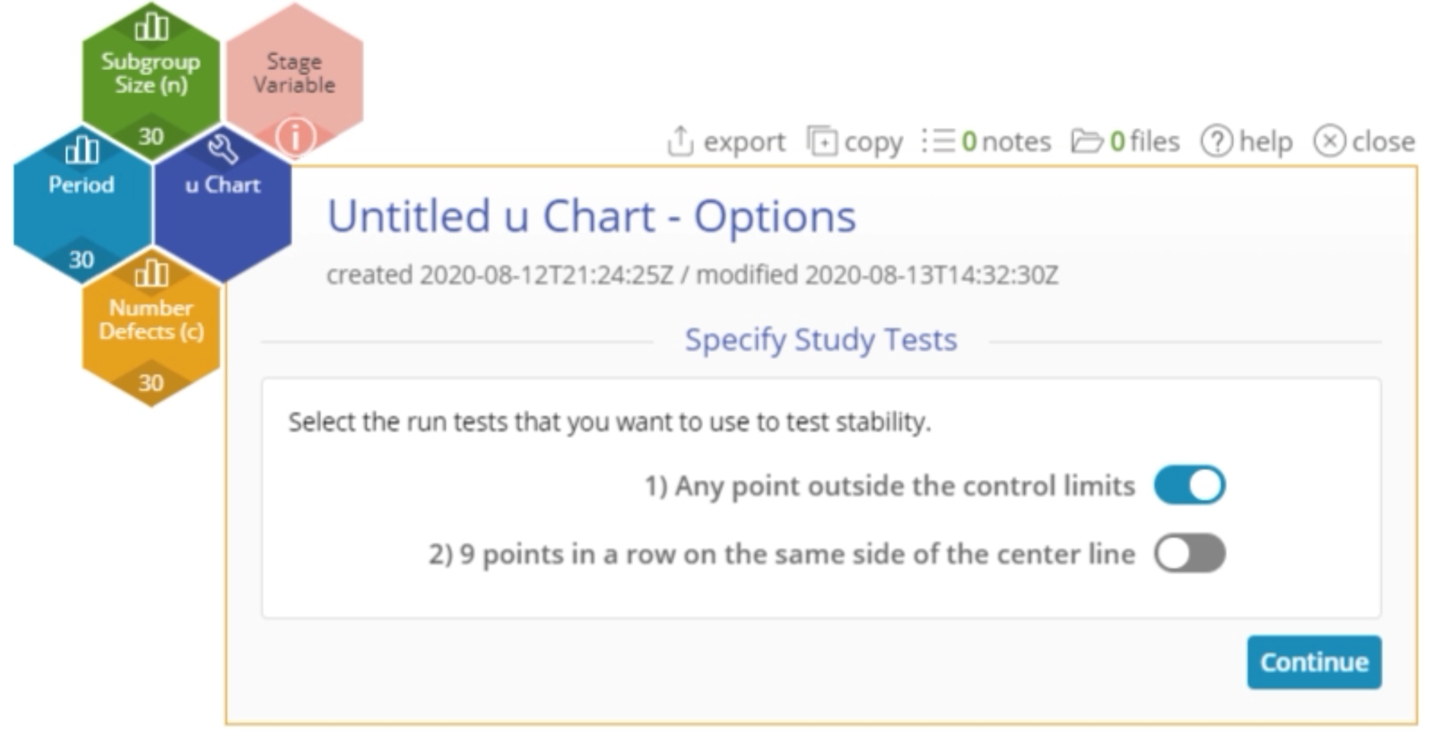 u Chart options menu.