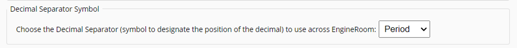 Option in User Menu to set the Decimal Separator Symbol