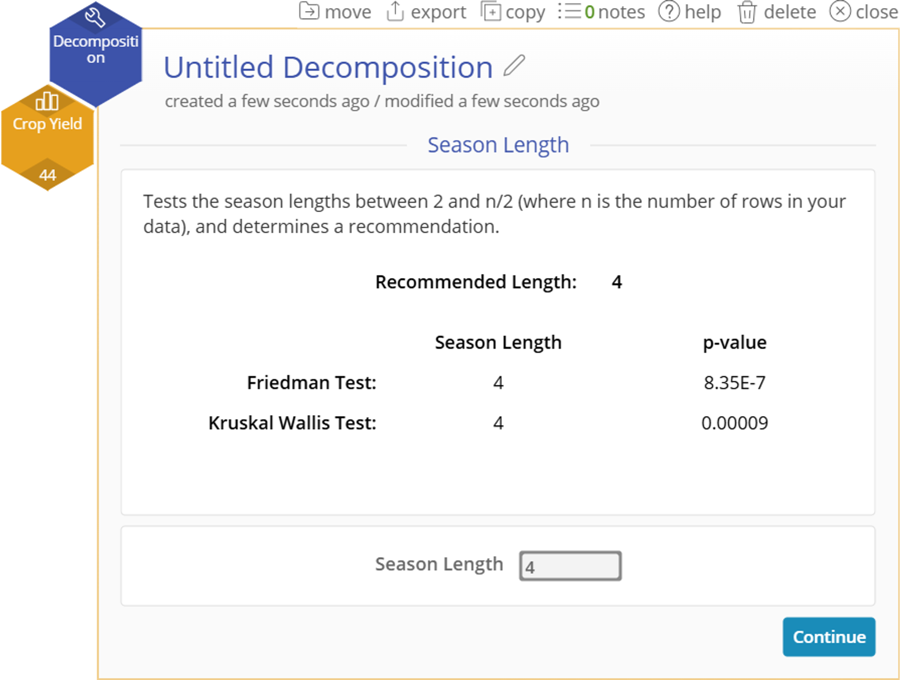 Decomposition opening window has recommended season length of four for example 2