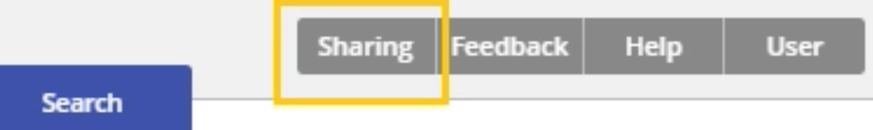 Screenshot of menu with "sharing" button highlighted.