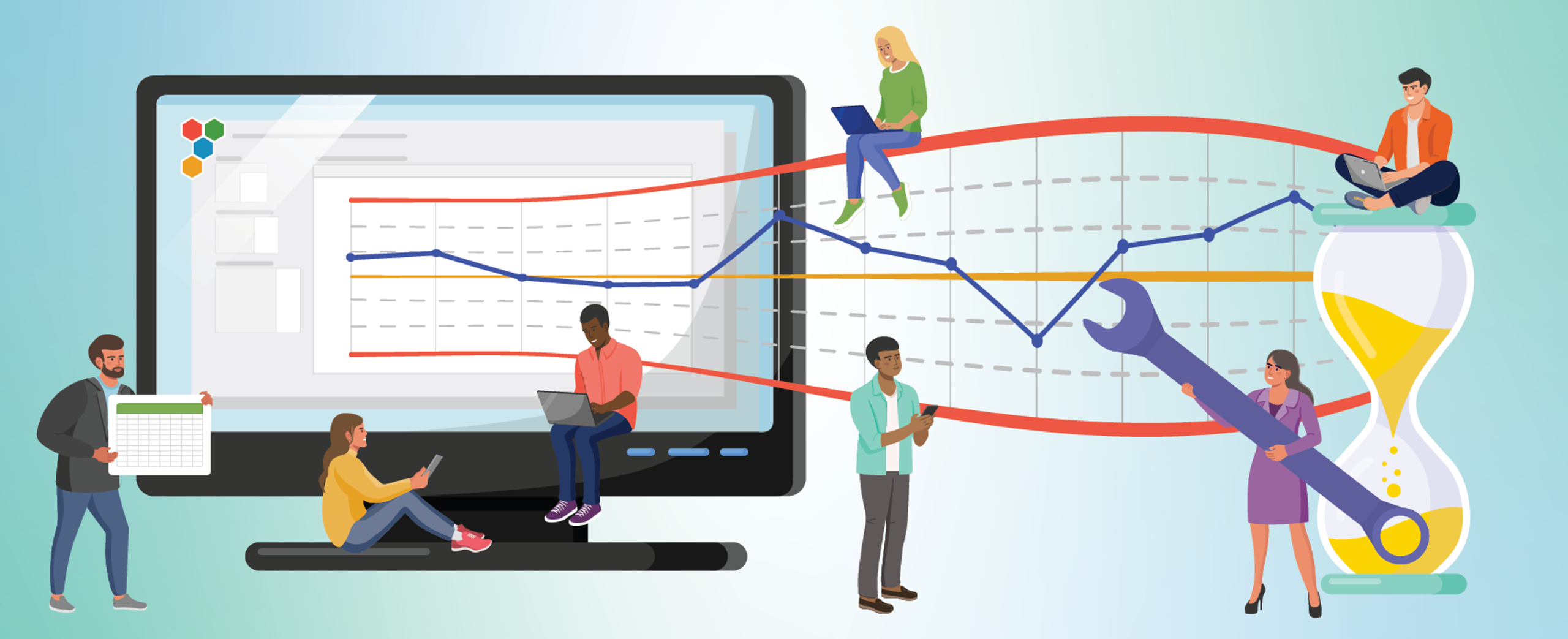A team of process improvement professionals working with a control chart