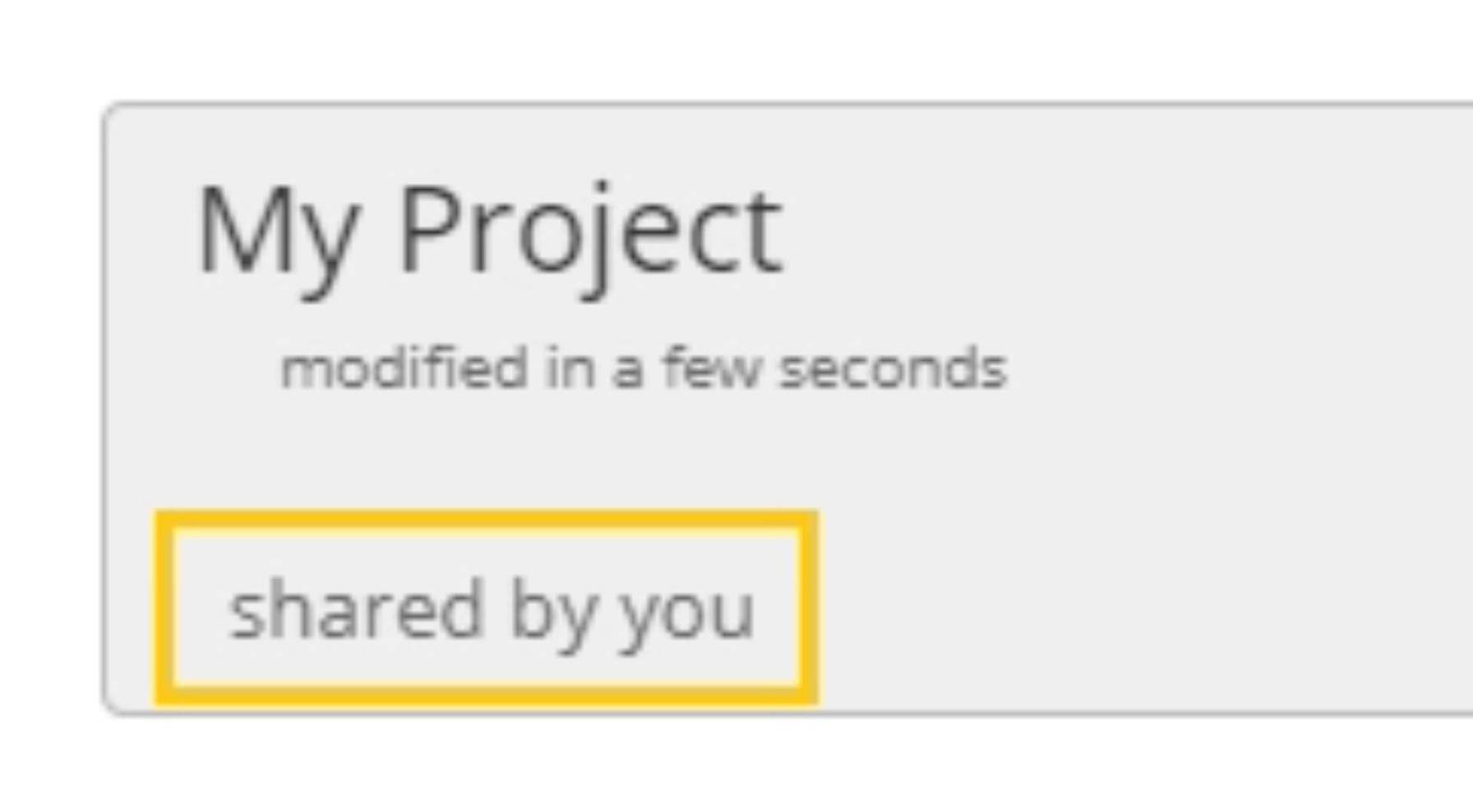 Screenshot of a project thumbnail which has been shared by you.
