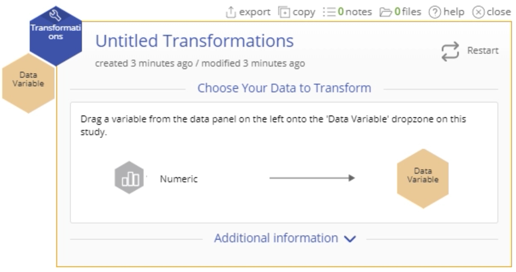 Transformations start up menu.