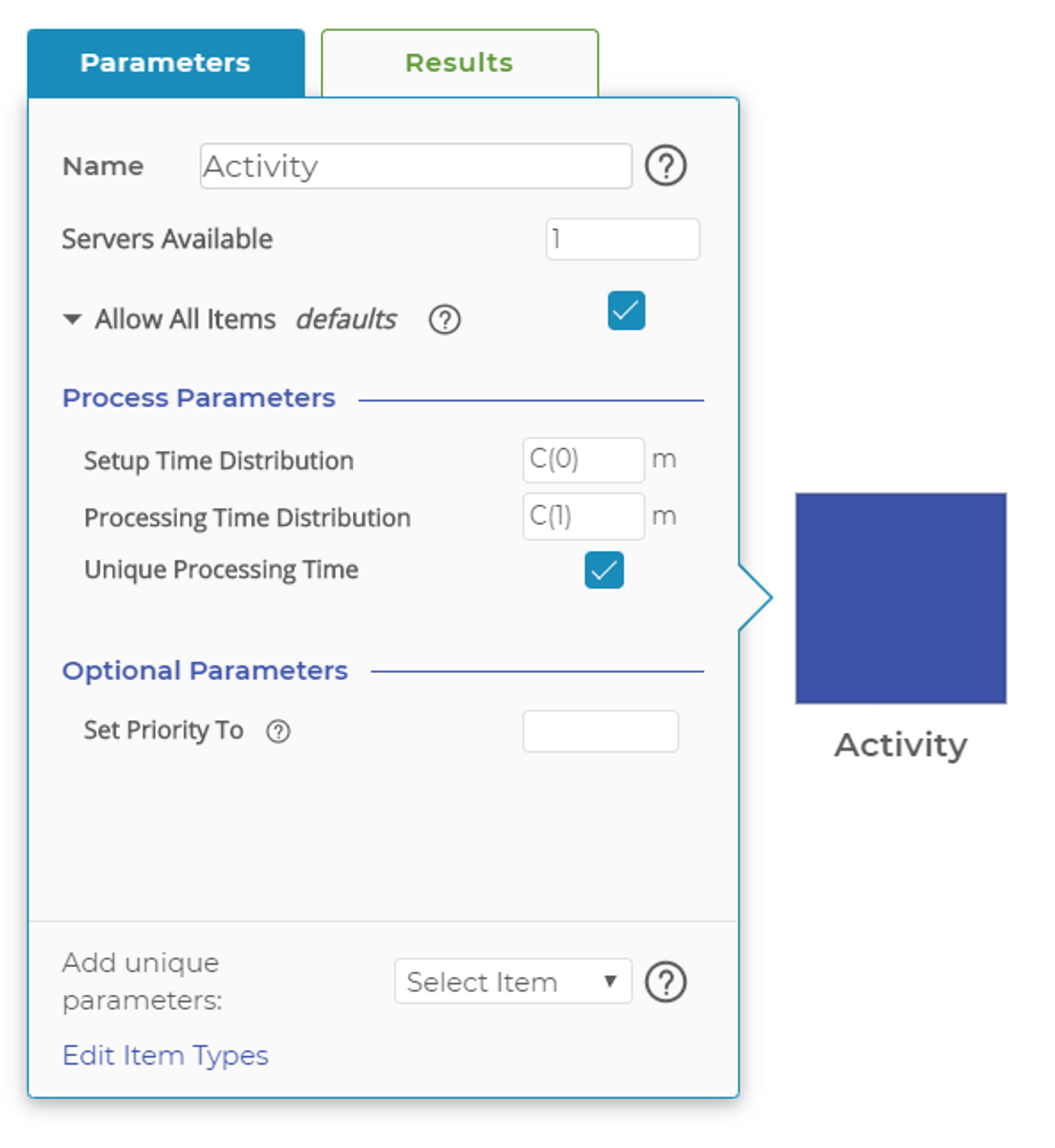 Activity Block Parameters